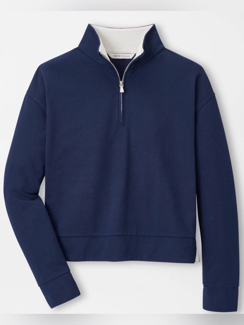 NWT Peter Millar Women’s Coolspun Lite Cotton Quarter Zip in Navy, Size M
